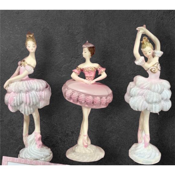 Sugar Plum Dreams Ballerina Figurines 3 Ballet Fairies Decor Pink Macaron New - Picture 4 of 9